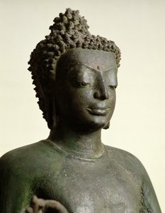 Stojící Buddha, z Buriramu (bronz) (detail)