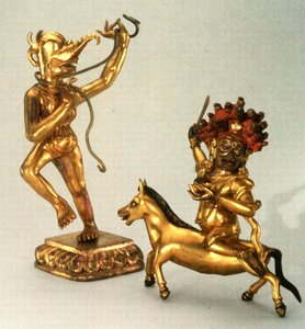 Makaravakitra a Sridevi (zlacený bronz)