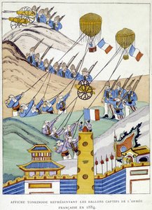 Tonkinský plakát zobrazující zajaté balóny francouzské armády v roce 1884. od School Vietnamese