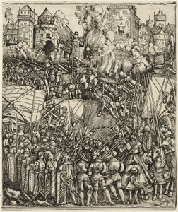 Vyhnání Maďarů z Dolního Rakouska z Vítězného oblouku Maxmiliána I od School of Albrecht Dürer