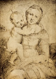 Madonna s dítětem, kresba ze školy Raphaela, Kabinet kreseb a tisků, Galerie Uffizi, Florencie