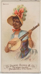 Banjo, ze série hudebních nástrojů N82 pro cigarety značky Duke, 1888., 1888.