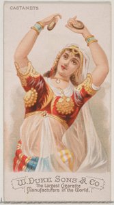 Kastaněty, ze série hudebních nástrojů N82 pro cigarety značky Duke, 1888., 1888.