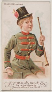 Trenérský roh, ze série hudebních nástrojů N82 pro cigarety značky Duke, 1888., 1888. od Schumacher and Ettlinger