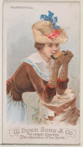 Harmonika, ze série hudebních nástrojů N82 pro cigarety značky Duke, 1888., 1888.