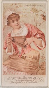 Pandean Pipes, ze série hudebních nástrojů N82 pro cigarety značky Duke, 1888., 1888. od Schumacher and Ettlinger