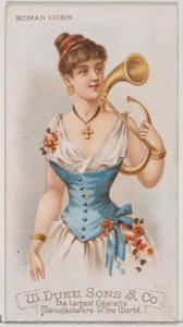 Roman Horn, ze série hudebních nástrojů N82 pro cigarety značky Duke, 1888., 1888. od Schumacher and Ettlinger