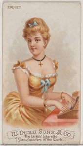 Spinet, ze série hudebních nástrojů N82 pro cigarety značky Duke, 1888., 1888. od Schumacher and Ettlinger