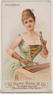 Xylofon, ze série hudebních nástrojů N82 pro cigarety značky Duke, 1888., 1888. od Schumacher and Ettlinger