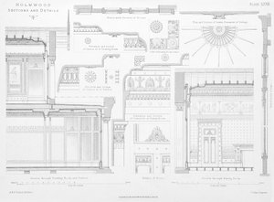 Ozdobné detaily interiéru Homwood, Glasgow (rytina) od Scottish School