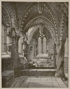 Jihovýchodní roh Lady Chapel, Rosslyn (sépiová fotografie)