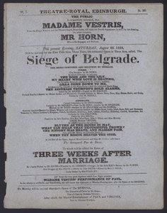 Divadelní program pro Theatre Royal, Edinburgh, 23. srpna 1823 (litho)
