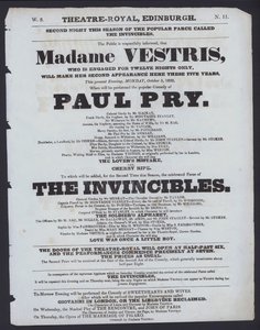 Divadelní program pro Theatre Royal, Edinburgh, 5. října 1829 (litho) od Scottish School
