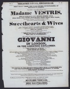 Divadelní program pro Theatre Royal, Edinburgh, 6. října 1829 (litho) od Scottish School