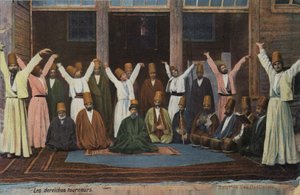 Vířící dervišové, Konstantinopol, Turecko (kolorovaná fotografie) od Sebah & Joaillier