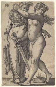 Judita kráčející doleva s hlavou Holoferna v pravé ruce a přísahou..., ca. 1530-50. od Sebald Beham