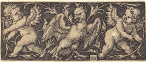 Ornament s Orlem a dvěma génii od Sebald Beham