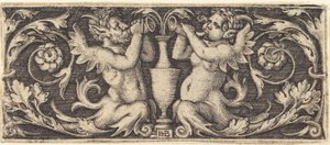 Ornament s tritony troubícími rohy od Sebald Beham