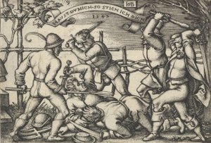 Selská rvačka, z Rolnické hostiny aneb Dvanáct měsíců, 1547. od Sebald Beham