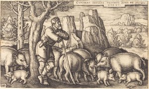 Marnotratný syn s prasaty od Sebald Beham
