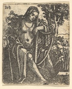 Žena s harfou, 1520-25. od Sebald Beham
