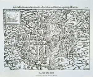 Plán města Paříže kolem roku 1530 (dřevoryt) od Sebastian (after) Münster