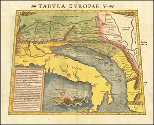 1545 Ptolemaiova 5. mapa Evropy, Sebastian Munster od Sebastian Munster