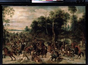 Útok kavalérie, kolem 1615 (olej na dřevě) od Sebastian Vrancx