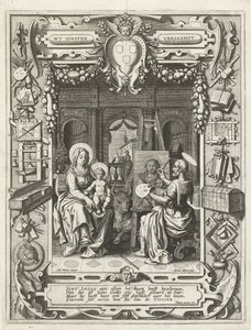 Erb Cechu svatého Lukáše s obrazem svatého Lukáše Madona s dítětem, 1620-21