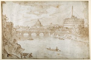Pohled na Tiberu s výhledem na St Peter