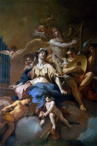 Sláva svaté Cecílie s hudebními anděly, kolem roku 1720 (olej na plátně) od Sebastiano Galeotti