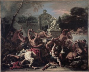 Lapiths and the Kentaurs - Bitva mezi Lapiths a Kentaurs. Obraz od Sebastiana Ricciho od Sebastiano Ricci