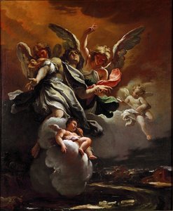 Apoteóza sv. Šebestiána Obraz Sebastiano Ricci (1659-1734) 1694 Rozměr.78,5x63,5 cm Milán, Občanské sbírky Castello Sforzesco