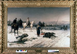 Garibaldi v Dijonu na bojišti, obraz S. De Albertise. 1877. Muzeum Risorgimento. Milán