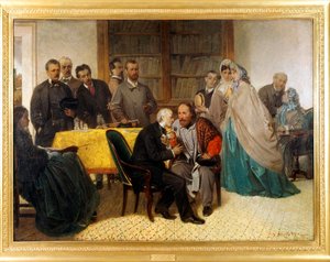 Setkání Giuseppe Garibaldiho (1807-1882) a Alessandra Manzoniho (1785-1873)