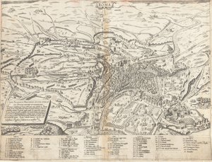 Topografická mapa moderního Říma od Sebastiano di Re after Giovanni Antonio Dosio