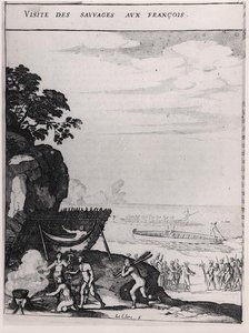 Divoši na návštěvě u Francouzů, z „Histoire des Antilles habitees par les Francais“ od reverenda otce du Tertre