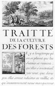 Paní 260 tome IV Frontispis „Traite de la culture des Forets“ z „Oisivetes od M. Vaubana obsahující několik Memoires ou Ramas de sa way“