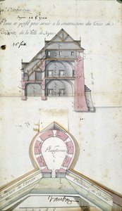Plán a řez věží města Seyne, Vauban, 10. října od Sebastien Le Prestre de Vauban