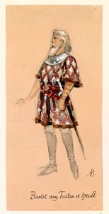 Francie, Paříž, kostýmní skica pro Kurwenal v Tristanovi a Isoldě od Richarda Wagnera pro představení v pařížském Palais Garnier od Segaud Segaud