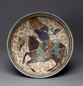 Mísa s princem na koni z Íránu (zdobená kamenná pasta) od Seljuq Dynasty Seljuq Dynasty