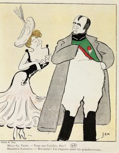Herec Albert Bresseur 1901 (1862-1932) v roli Napoleona v Madame Sans-Gene, autor Victorien Sardou (1831-1908), karikatura z roku 1893 (ilustrace) od Sem