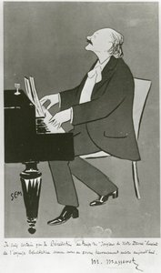 Francouzský skladatel Jules Massenet hraje (kresba) od Sem