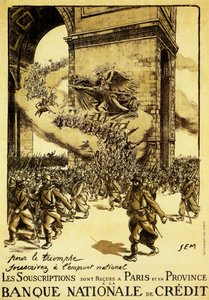 Politický plakát. Francie. 1917. Ve jménu triumfu se držte národní půjčky. od Sem (1863 1934)