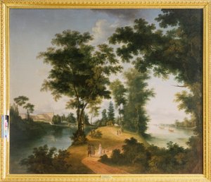 Velký ostrov Gatchina (Saint Petersburg). Obraz Semjona Fjodoroviče Ščedrina (Semion Ščedrin) (1745-1804), olej na plátně, kolem roku 1790. Ruské umění