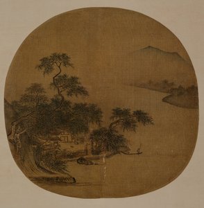 Riverside Retreat, cca 1250 (inkoust a barva na hedvábí) od Sen Xia