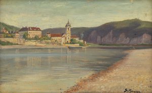 Pohled na Dürnstein z protějšího břehu Dunaje