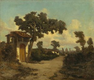 Firenzen ympäristössä, kirjoittanut Serafino De Tivoli (1825-1892), öljy kankaalle, 31x37 cm