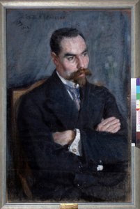 Portrait du básník Valerij Iakovlevitch Briussov (1873-1924) (Portrét básníka Valerije Brjusova). Oeuvre Sergei Vasilyevich Malyutin (Serguei Malioutine) (1859-1937), pastel sur papier