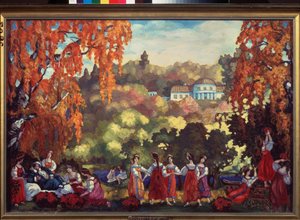 Pozdní léto - Práce Sergeje Jurijeviče Sudejkina (Serge Soudeikine) (1882-1946), olej na kartonu